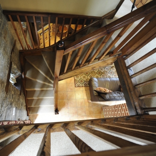 Stair way to landing at Self Catering holiday Cottages